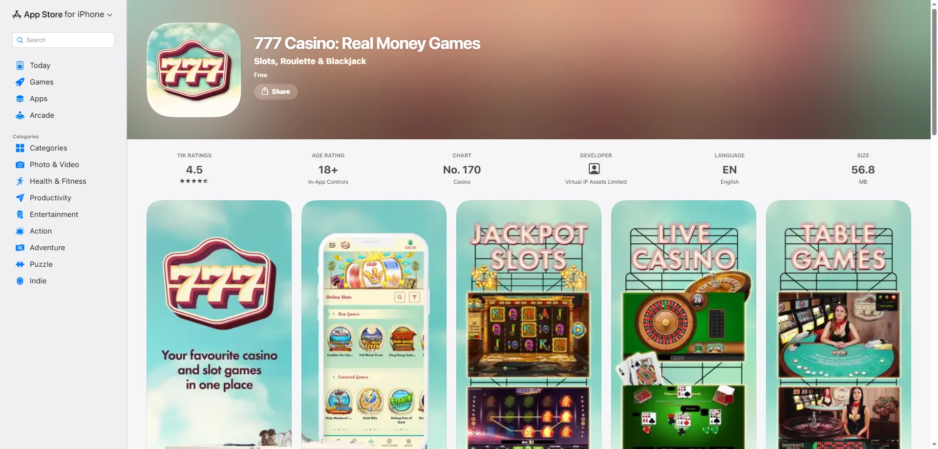777 Casino slots and online casino games library 2026