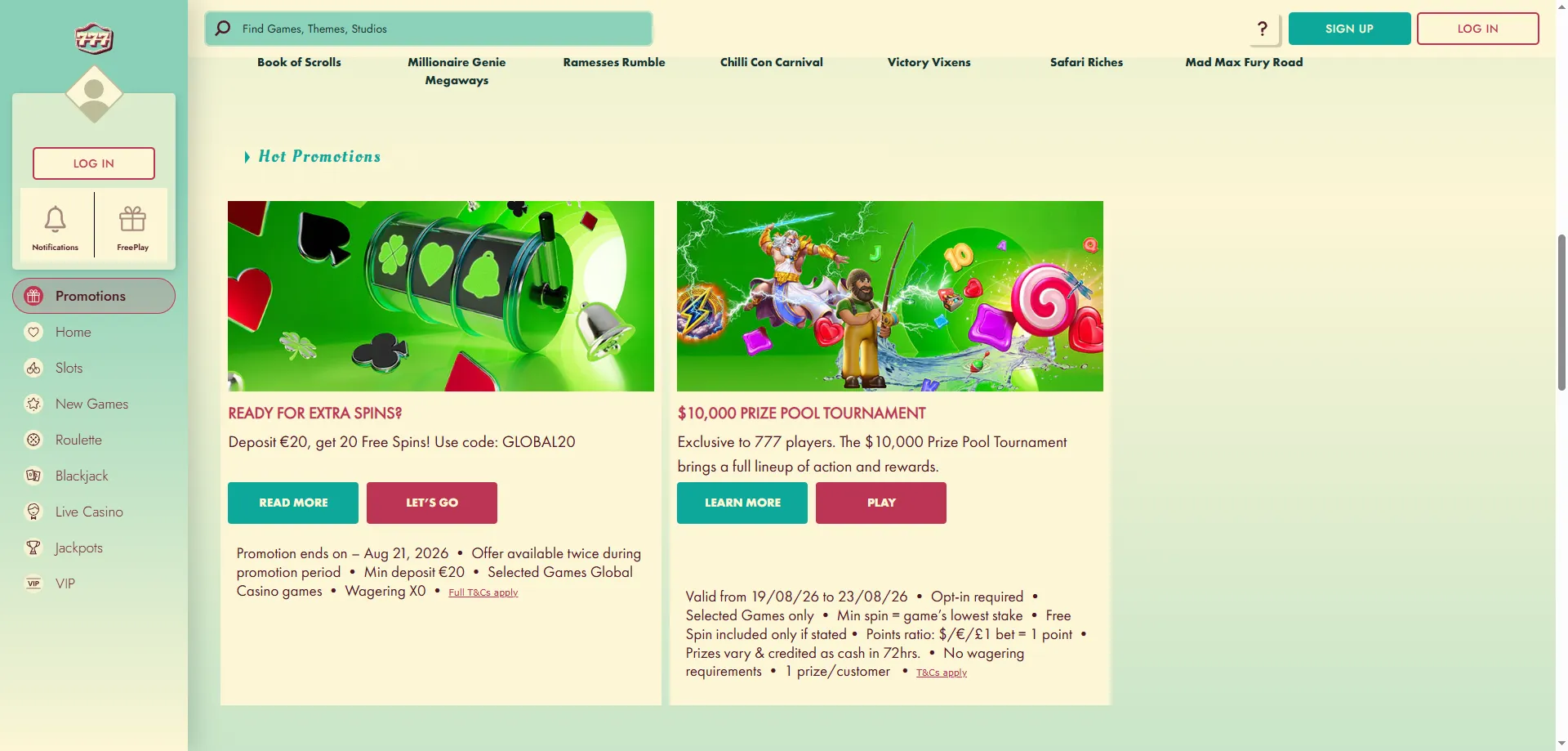 777 Casino welcome bonus and promo codes — up to INR 18,000